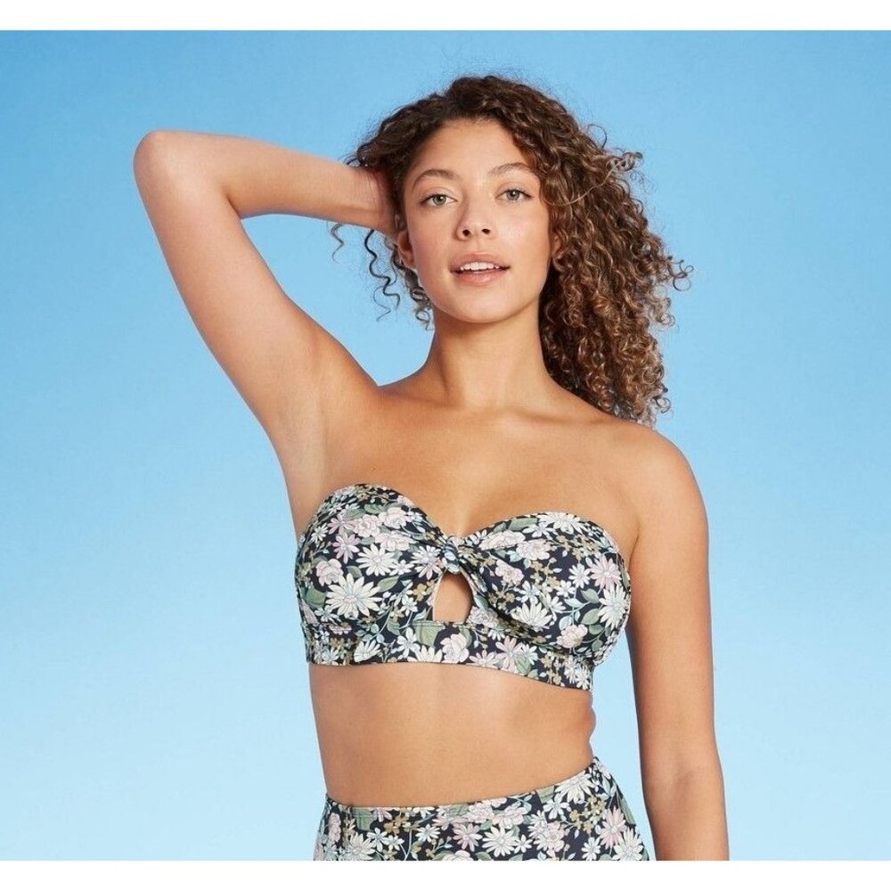 Kona Sol Women's Sweet Meadows Ditsy Bandeau Bikini Top Floral Small